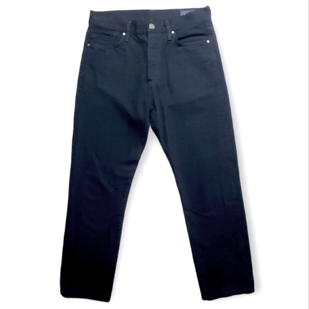 GOLDSIGN | 25 BLACK 'THE CURVED' JEANS STRAIGHT LEG HIGH RISE GOLD BUTTON